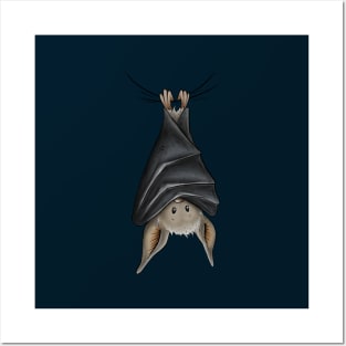 Cute Chilling Hanging Cartoon Bat Posters and Art